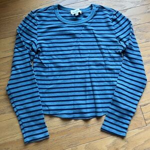 PacSun Light and Dark Blue Striped Long Sleeve Tee